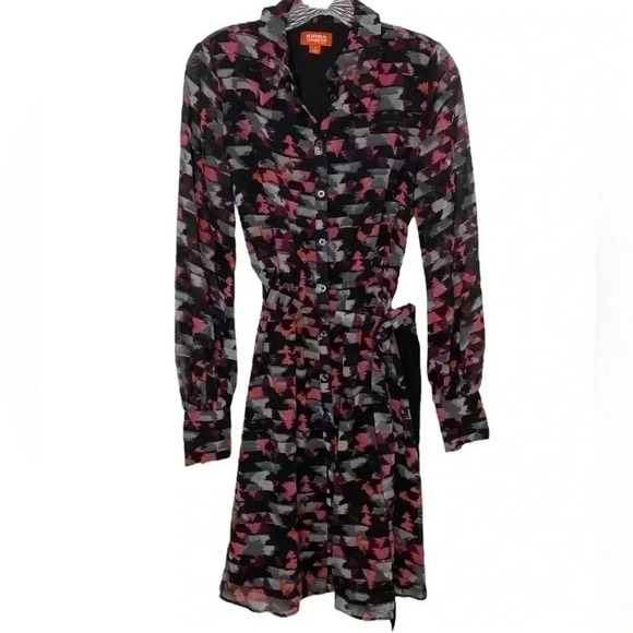 Kirna Zabete Printed Black Long Floral Dress - Picture 1 of 9